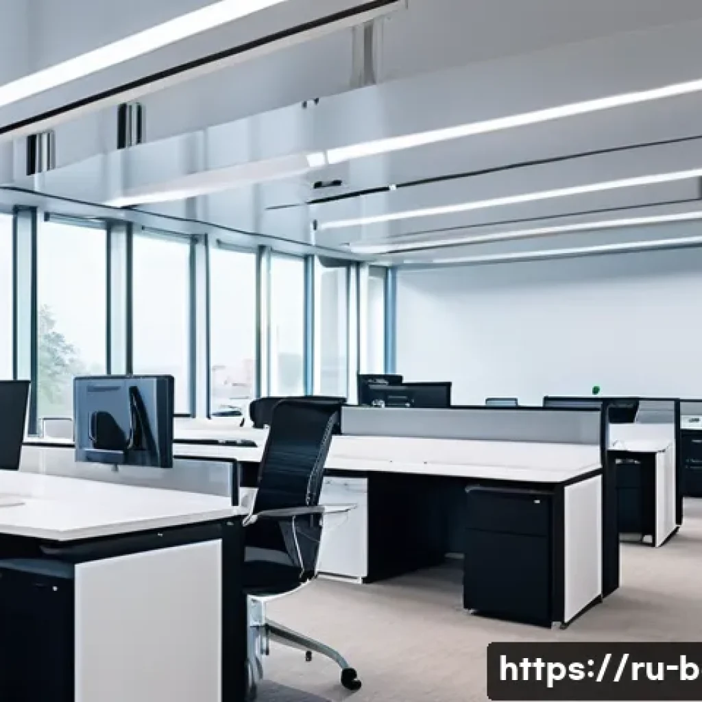 건축전기설비기사와 관련된 최신 뉴스 - A modern office building interior showcasing an intelligent energy management system in action: slee...